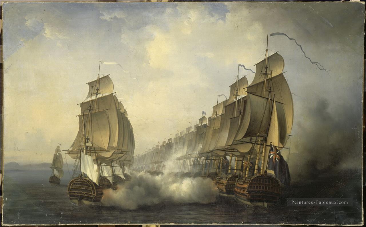 Combat naval en rade de Gondelour 1783 Batailles navales Peintures à l'huile